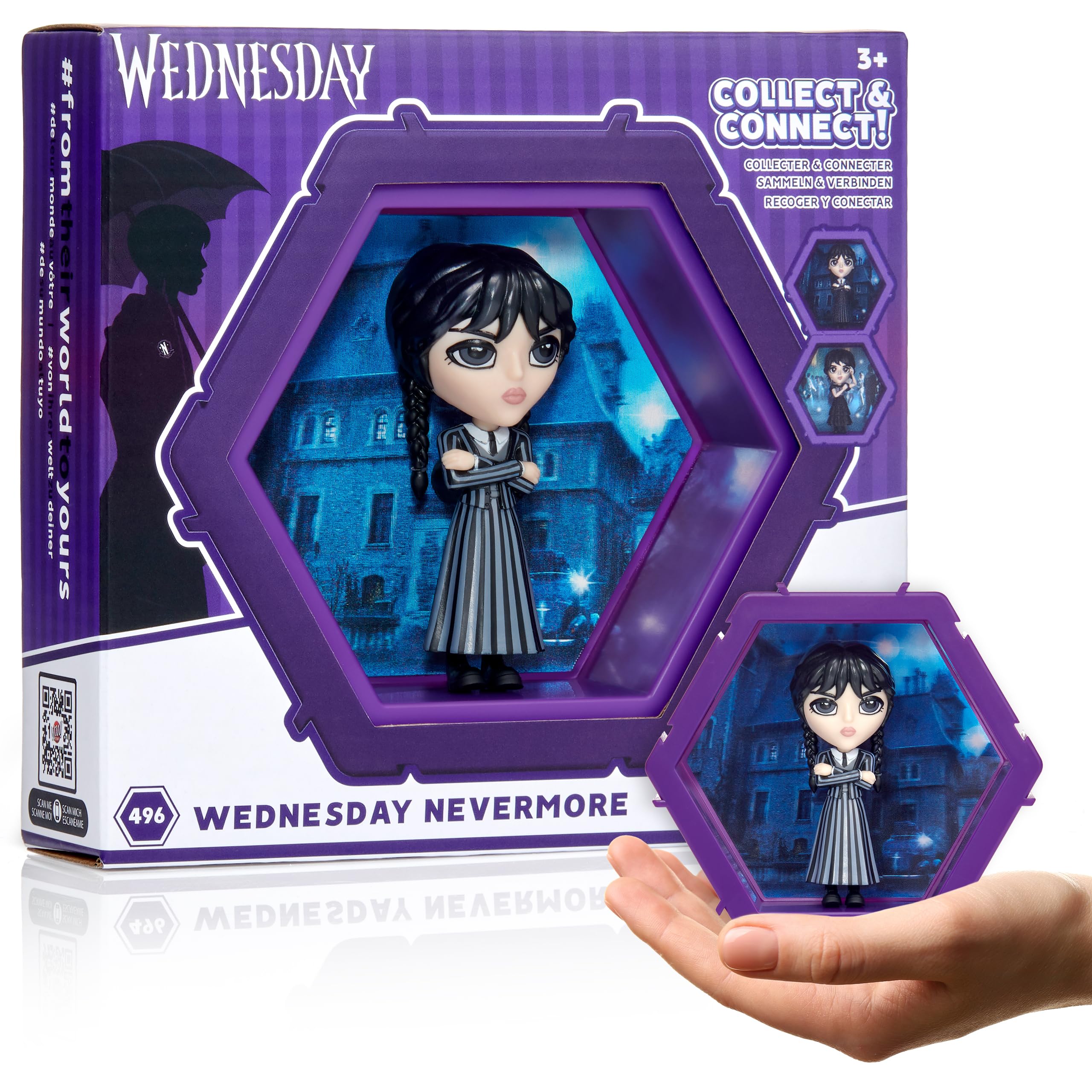4D Wednesday Addams Nevermore Uniform | Connectable Collectable Bobble-head figure that Bursts from their World into Yours | Wall or Shelf Display | Wednesday Addams Toys and Gifts | No. 496