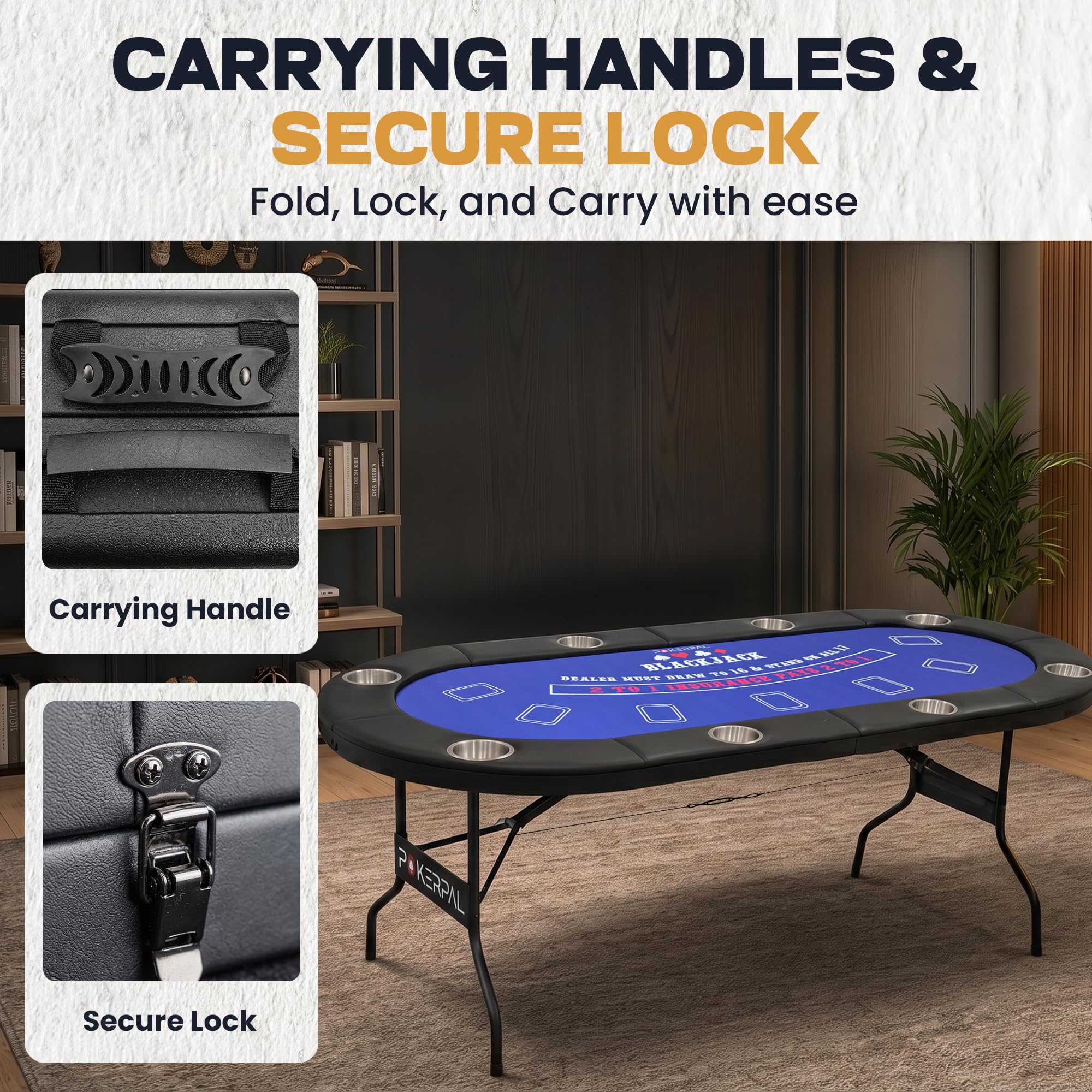Amazon.com: 8 Player Foldable Poker Table with 2 Interchangeable