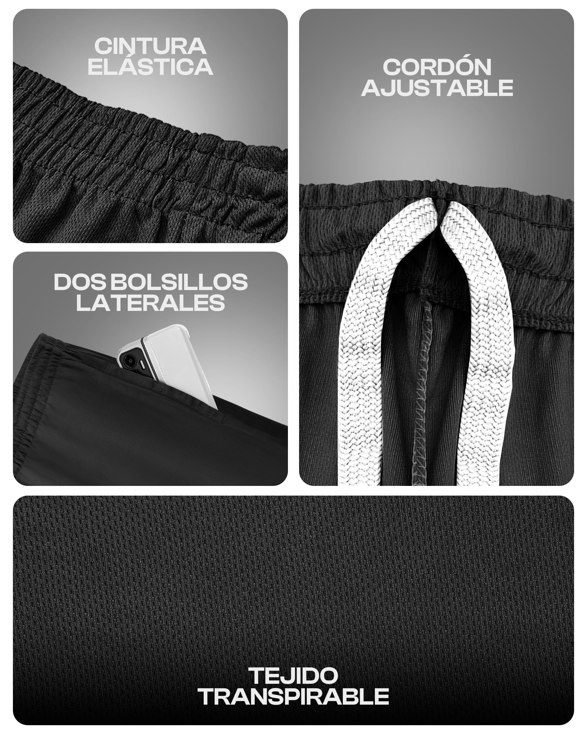 NY Threads Pantalones Cortos Deportivos para Hombre Secado Rápido Holgado Ligeros Correr