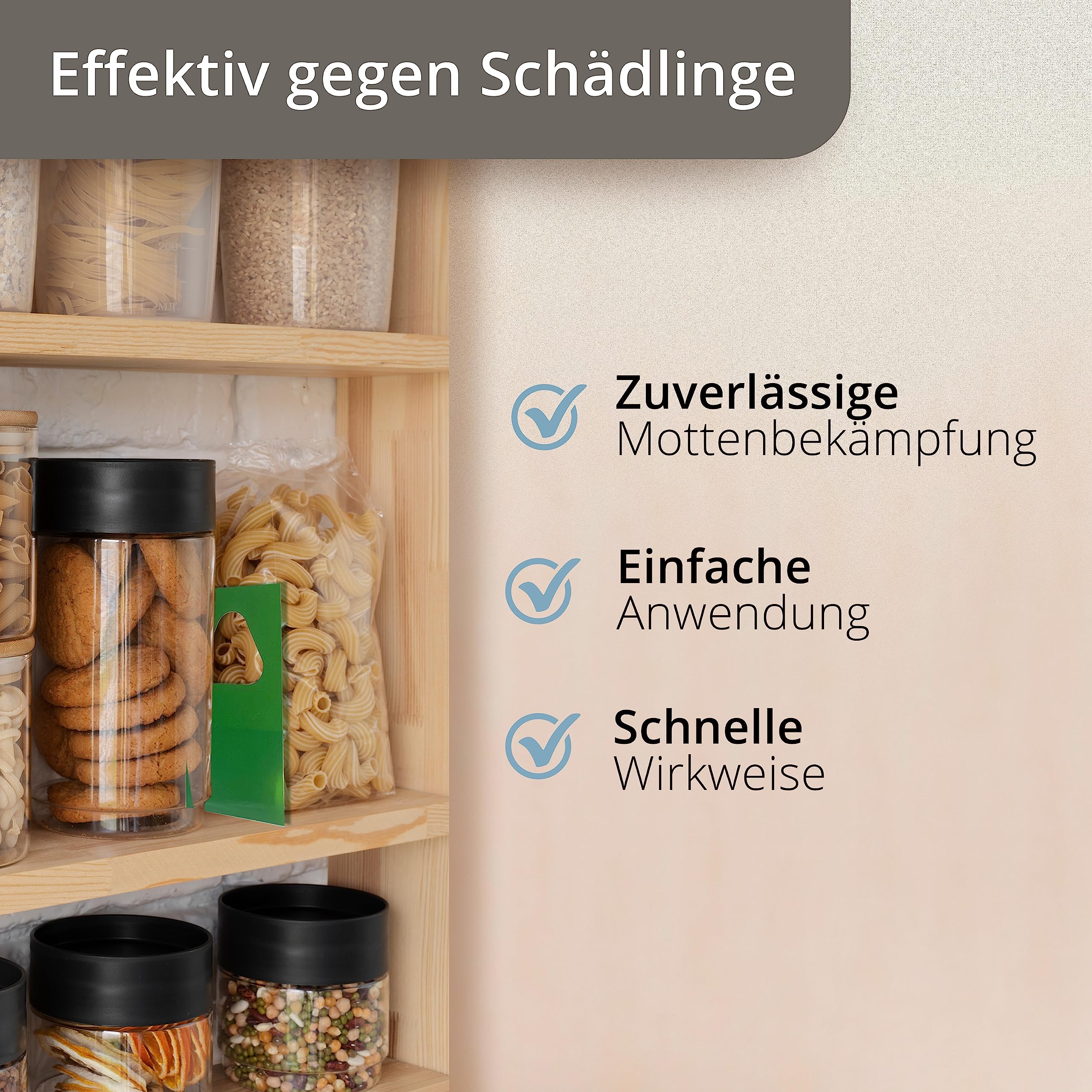 Natürliche Schlupfwespen gegen Lebensmittelmotten | 3 Lieferungen à 10 Karten I 100% Biologischer & Nachhaltiger Schutz gegen Motten I Effektiv Lebensmittelmotten bekämpfen