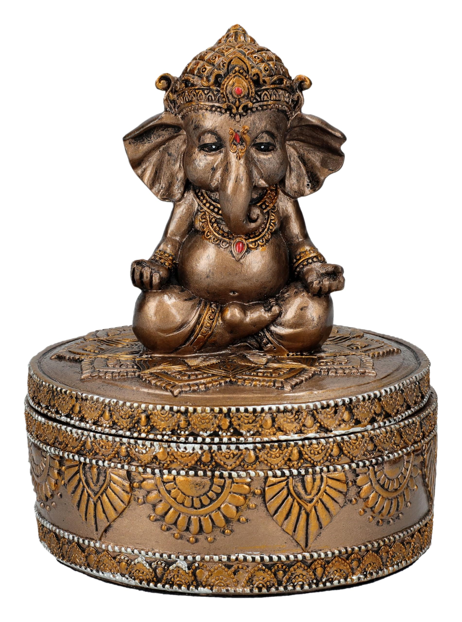 Figurine Ganesha en bronze et or peinte à la main 10cm
