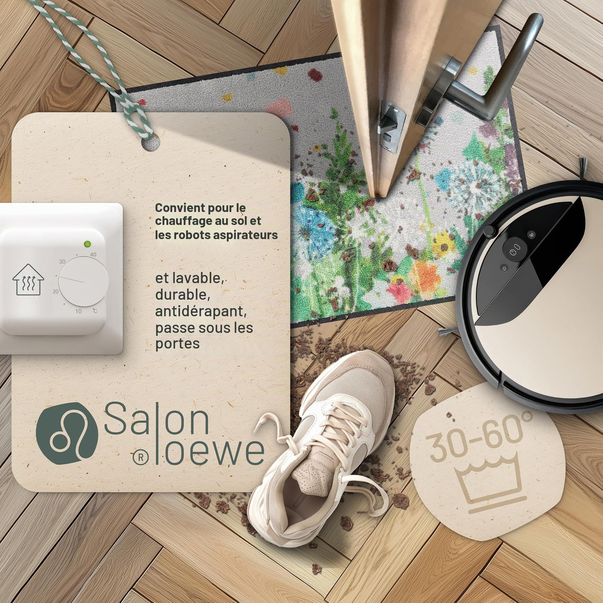 Salonloewe Paillasson Bee Happy Portrait I paillasson et paillasson pour intérieur 50 x 75 cm
