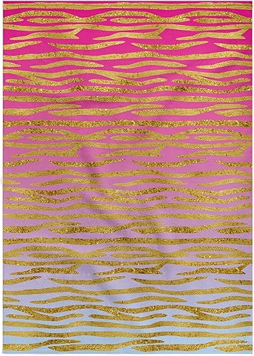3dRose 22x30 Bath Hand Pool Towel - Pink to Blue Gradient Image of Gold Tiger Stripes Pattern Patterns