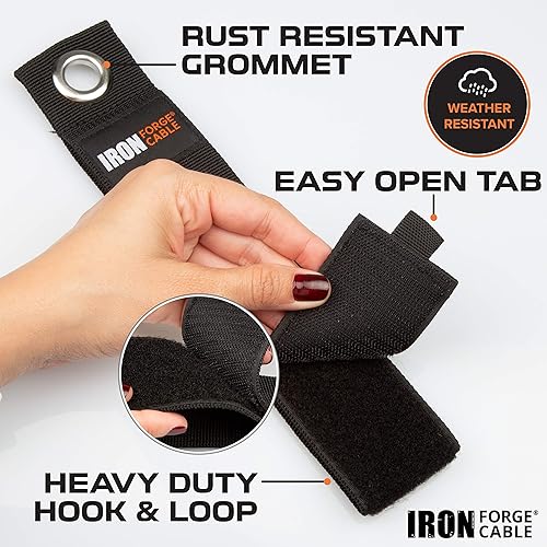 Miniatura 2 de Iron Forge Cable Organizador de cables de extensión, paquete múltiple de 12 piezas, 2 piezas de envolturas de gancho y bucle mediano, grande y XL,