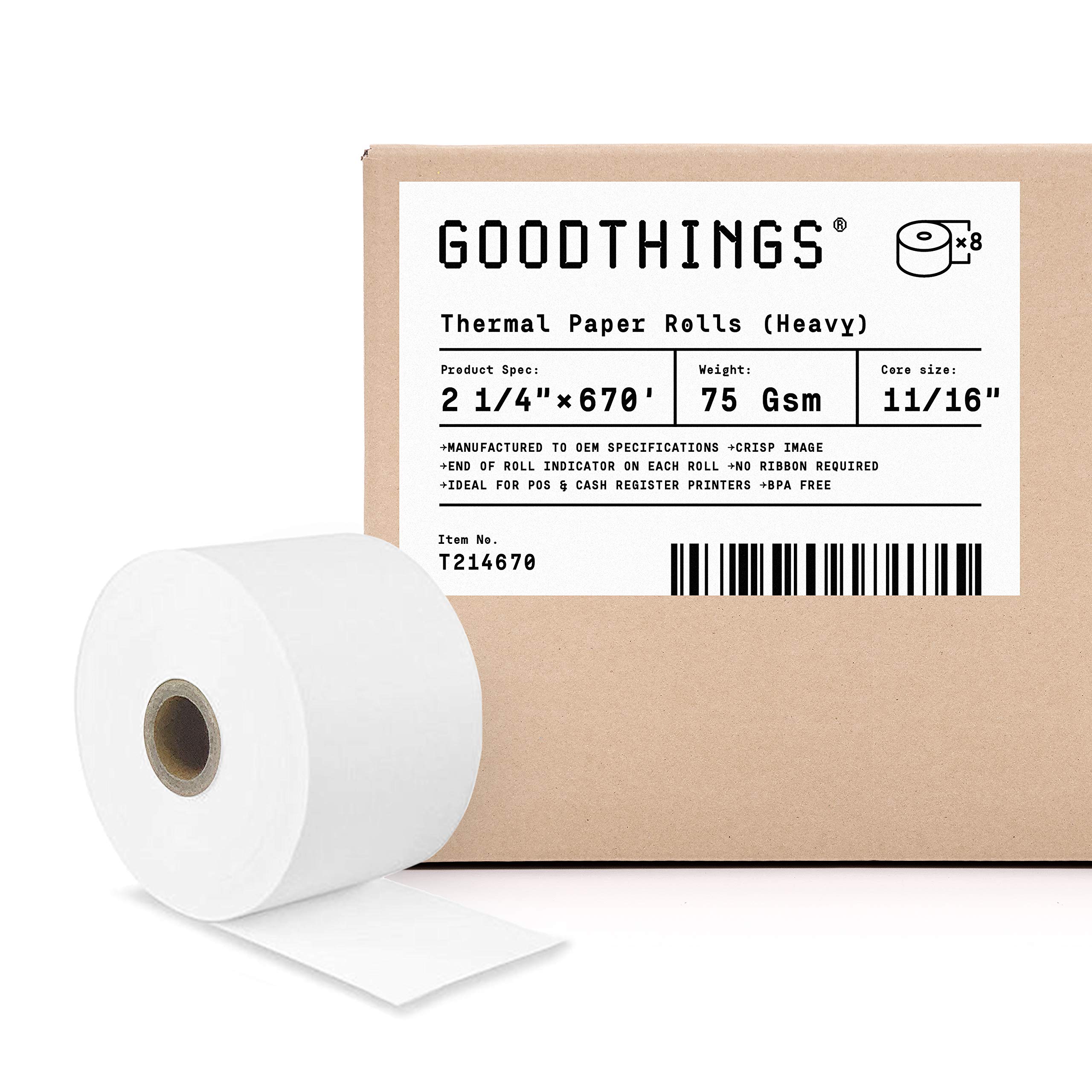GenMega Tranax 2 1/4" x 670' ATM Paper Rolls, 8 Rolls, BPA Free ATM Machines Thermal Paper Rolls G2500 GT3000 Tranax MB 1700 1705