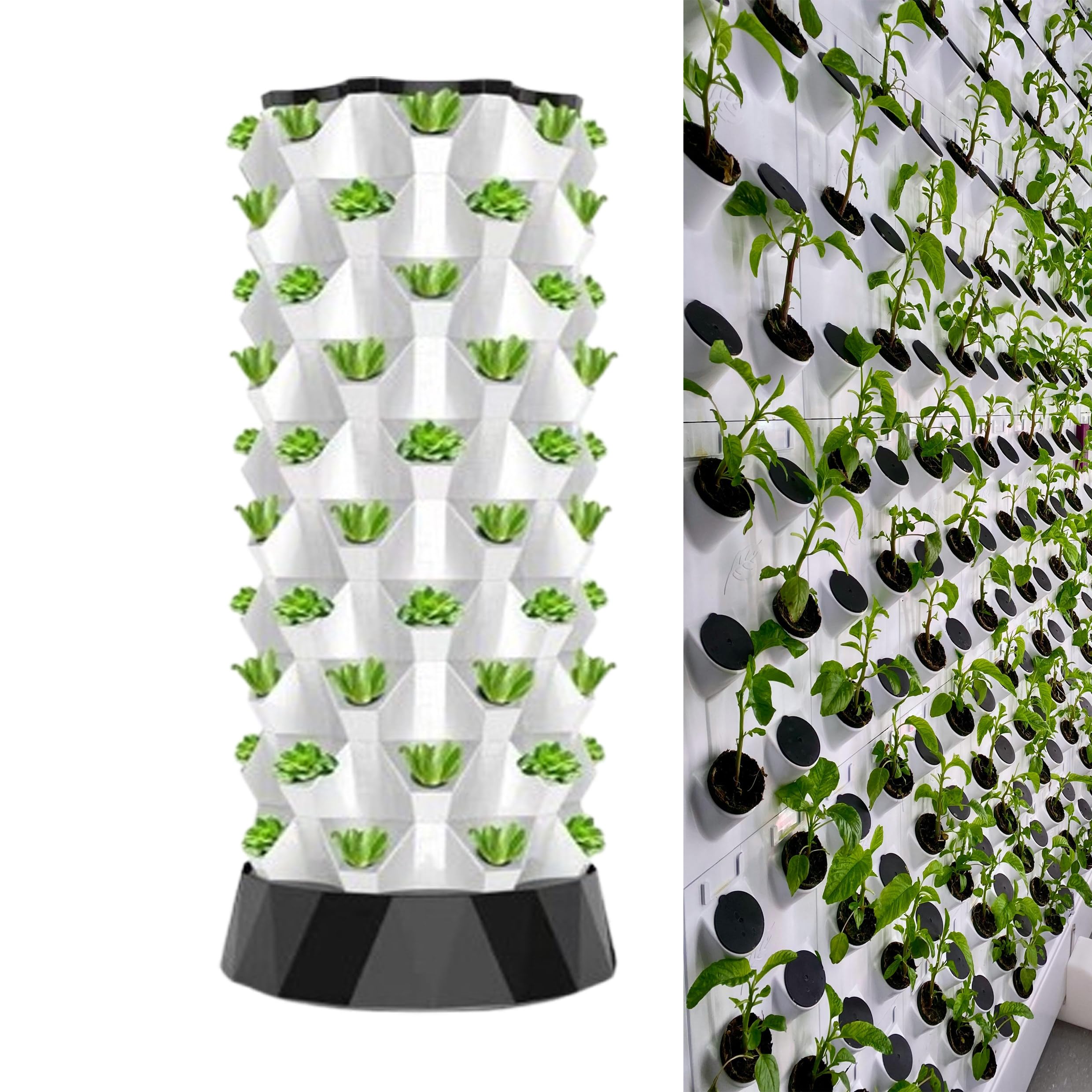 Hydroponic Tower Garden - Roztwór do uprawy warzyw, ziół i truskawek, 48 otworów