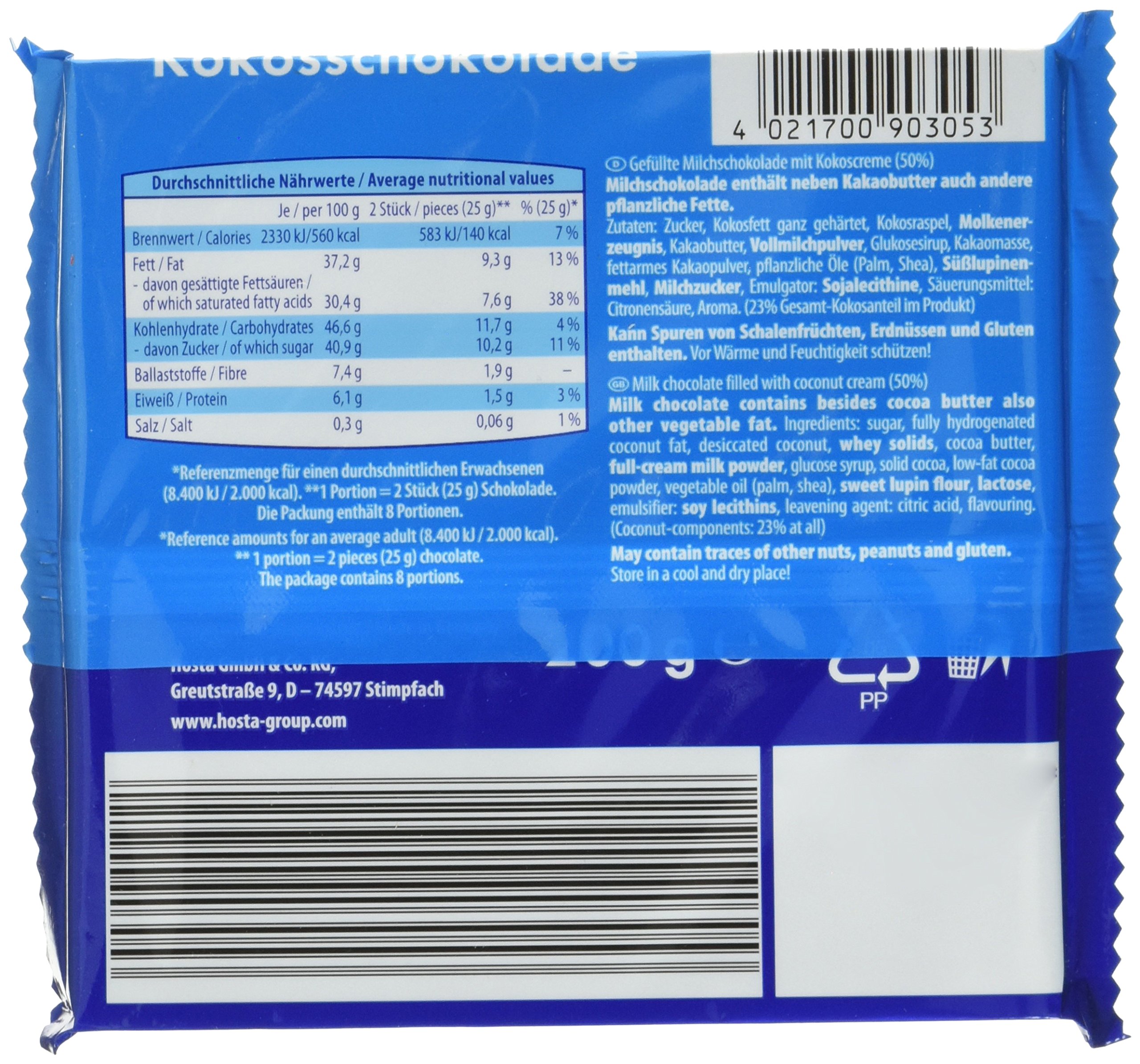 Romy Cocos Schokolade Classic, 18er Pack (18 x 200 g Packung)