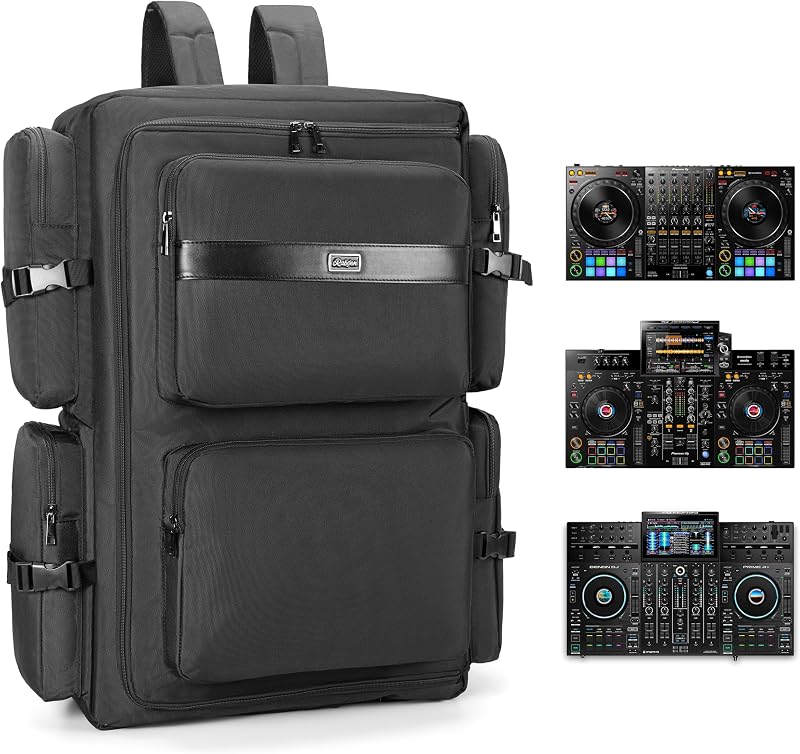 Mochila para DJ para conciertos en clubes, estuche para mezclador de DJ compatible con Pioneer DDJ-REV7, Pioneer DDJ-RX, Denon DJ SC LIVE 4, Novation Launchkey 49 y más equipos