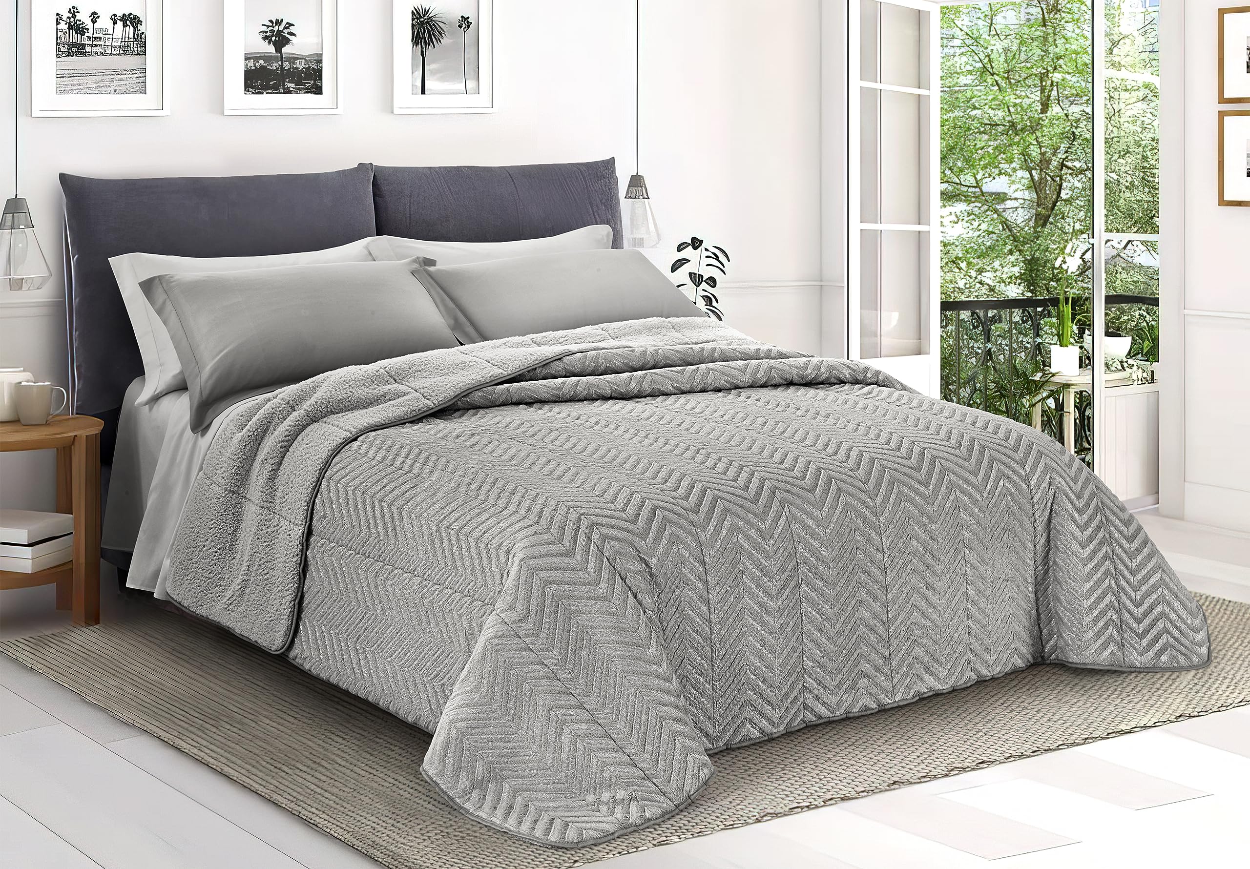 SONGMICS Piumino Letto 2 In 1 200x200 Cm | Piumone Estivo 150 GSM + Invernale 350 GSM | Bianco Nuvola Per 4 Stagioni - Foto 5