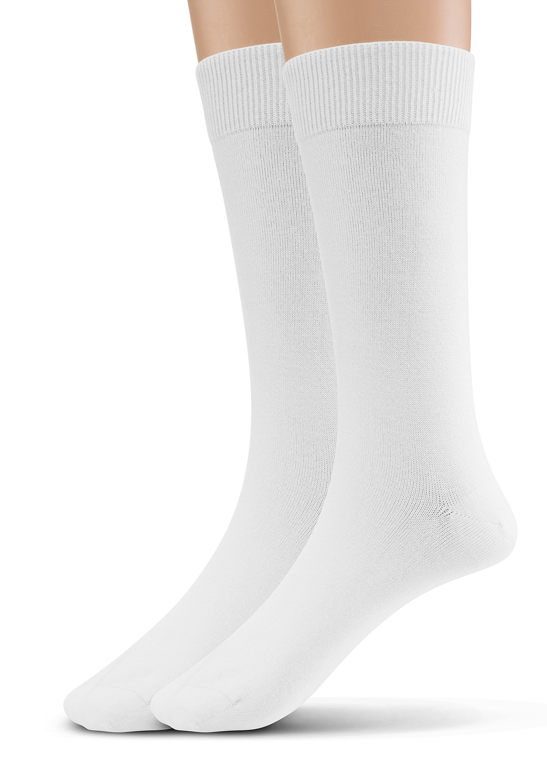Silky Toes Modal Mens Crew Socks, Formal Mid-Length Dress Calf Socks 2 or 4 Pk