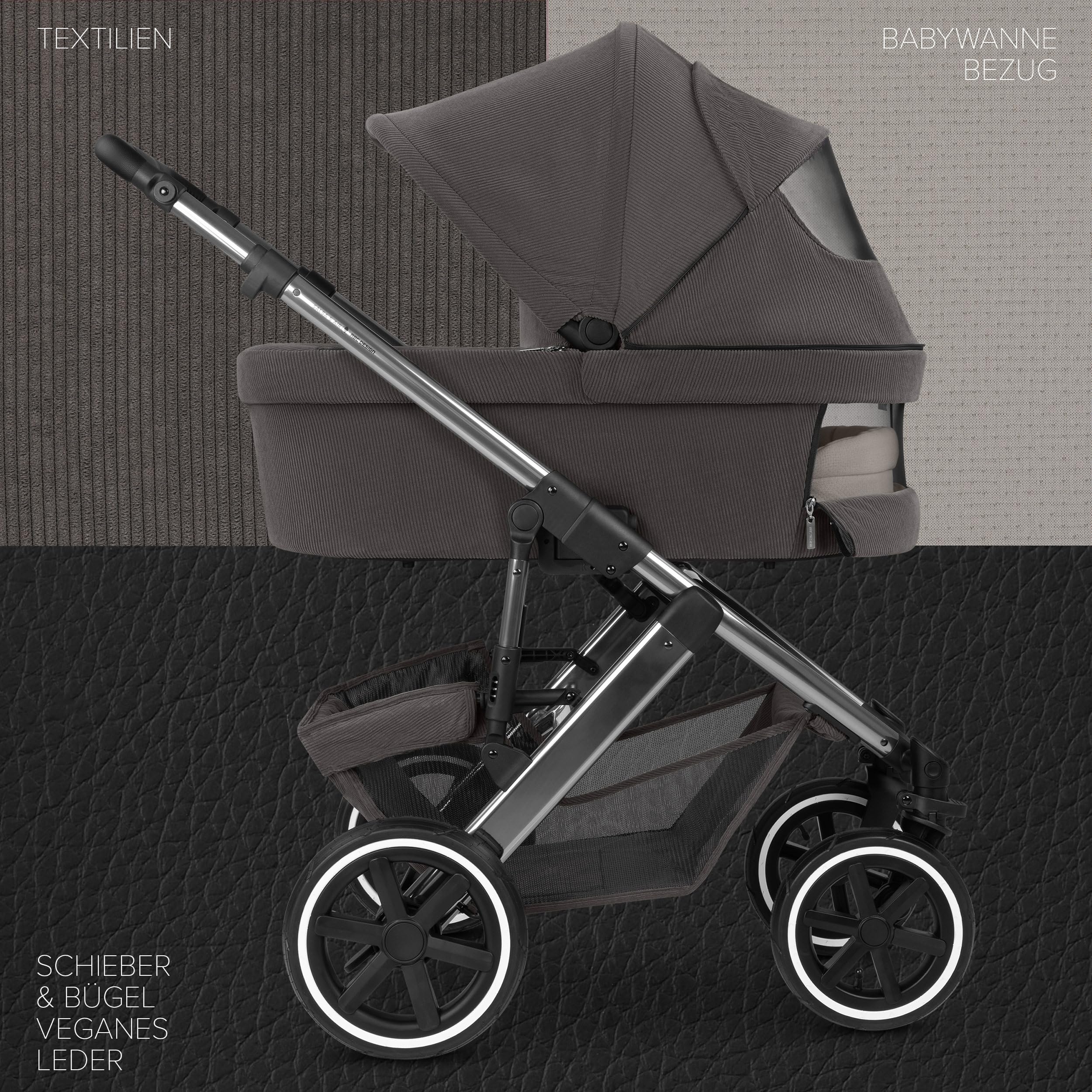 ABC Design Kinderwagen Salsa 5 Air Almond - 2in1 Kombi-Kinderwagen ab Geburt mit Luftreifen, Federung & großer Babywanne