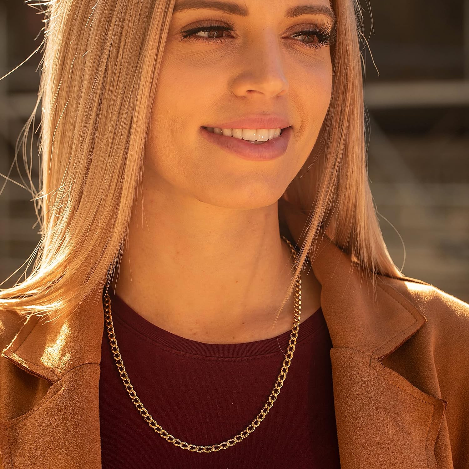 LIFETIME JEWELRY Diamond Cut Curb Link Chain Necklaces for Men & Women 24k Gold Plated (4mm 5.5mm 7mm)