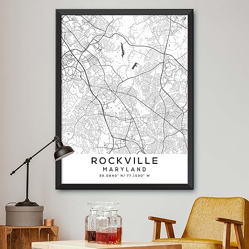 Mapa de Rockville, Maryland, Light 2 (16x20)