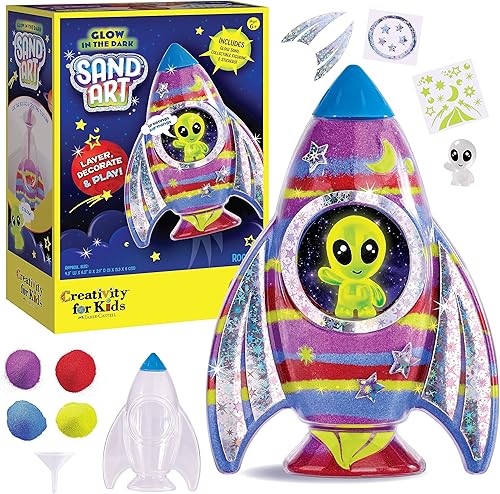 Creativity for Kids Kit de arte de arena Rocket Ship - Juguetes espaciales para niños, regalos para niñas y niños de 6 a 8 años en adelante