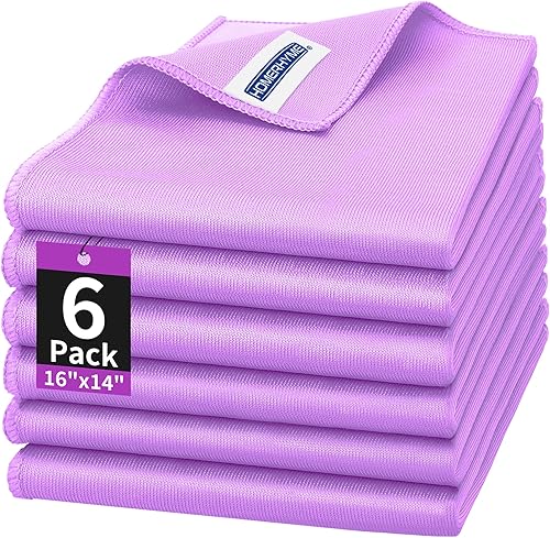 Miniatura 18 de HOMERHYME Paño de limpieza de microfibra para vidrio, paquete de 12 paños de limpieza de ventanas, paños de pulido reutilizables sin pelusas ni