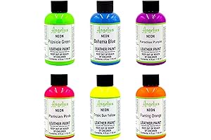Angelus Leather Paint Starter Kit - 6 Pack of 4oz Neon Colors