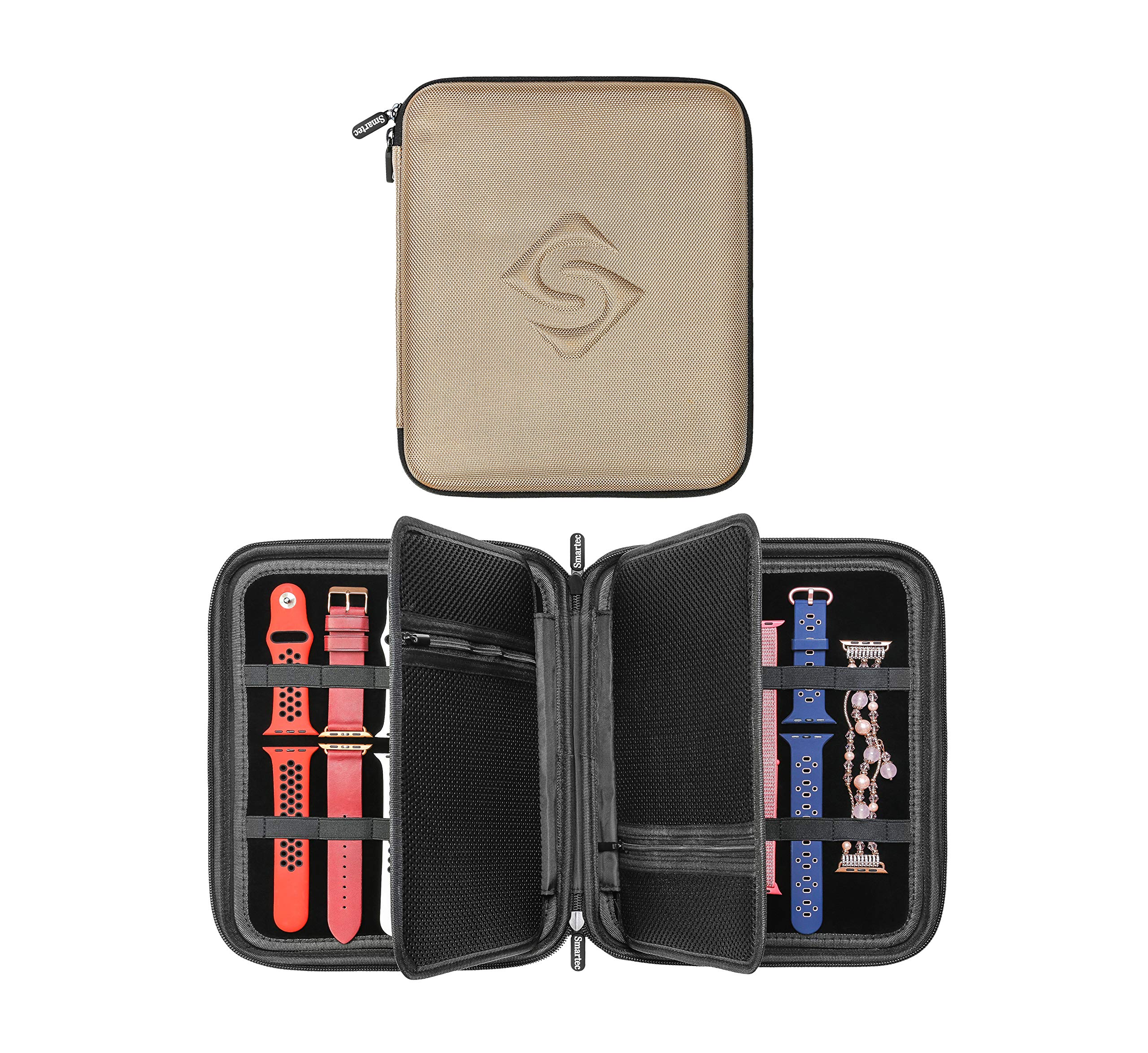 SmartecSmart Watch Bands & Accessories Travel/Storage Case, Stores 10+ Bands, Compatible for All Series of Apple Watch Bands (Gold)