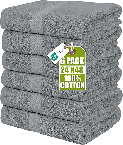 Vista 13 de Utopia Towels Juego de 6 toallas de baño medianas de 24 x 48 pulgadas, 100% algodón hilado en anillo de 500 GSM, ligeras y altamente absorbentes