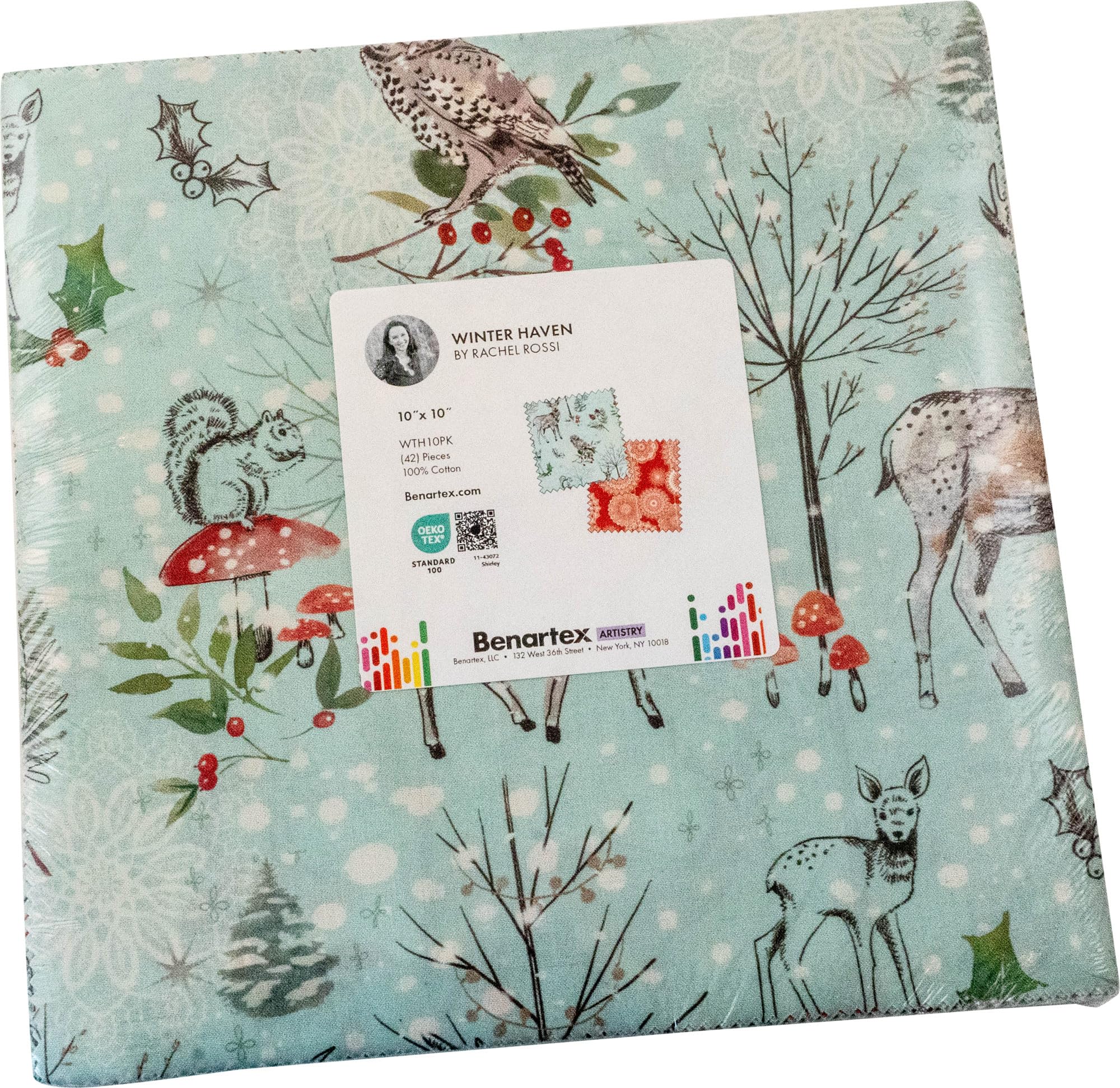 Benartex Assorted Rachel Rossi Winter Haven 10X10 Pack 42 10-Inch Squares Layer Cake