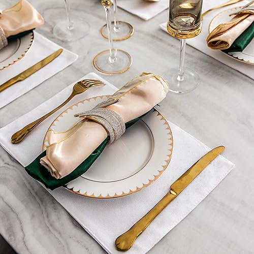 Vista 132 de Home Brilliant Juego de 4 manteles individuales de lino azul, resistentes al calor, manteles individuales para mesa de comedor, manteles Índigo