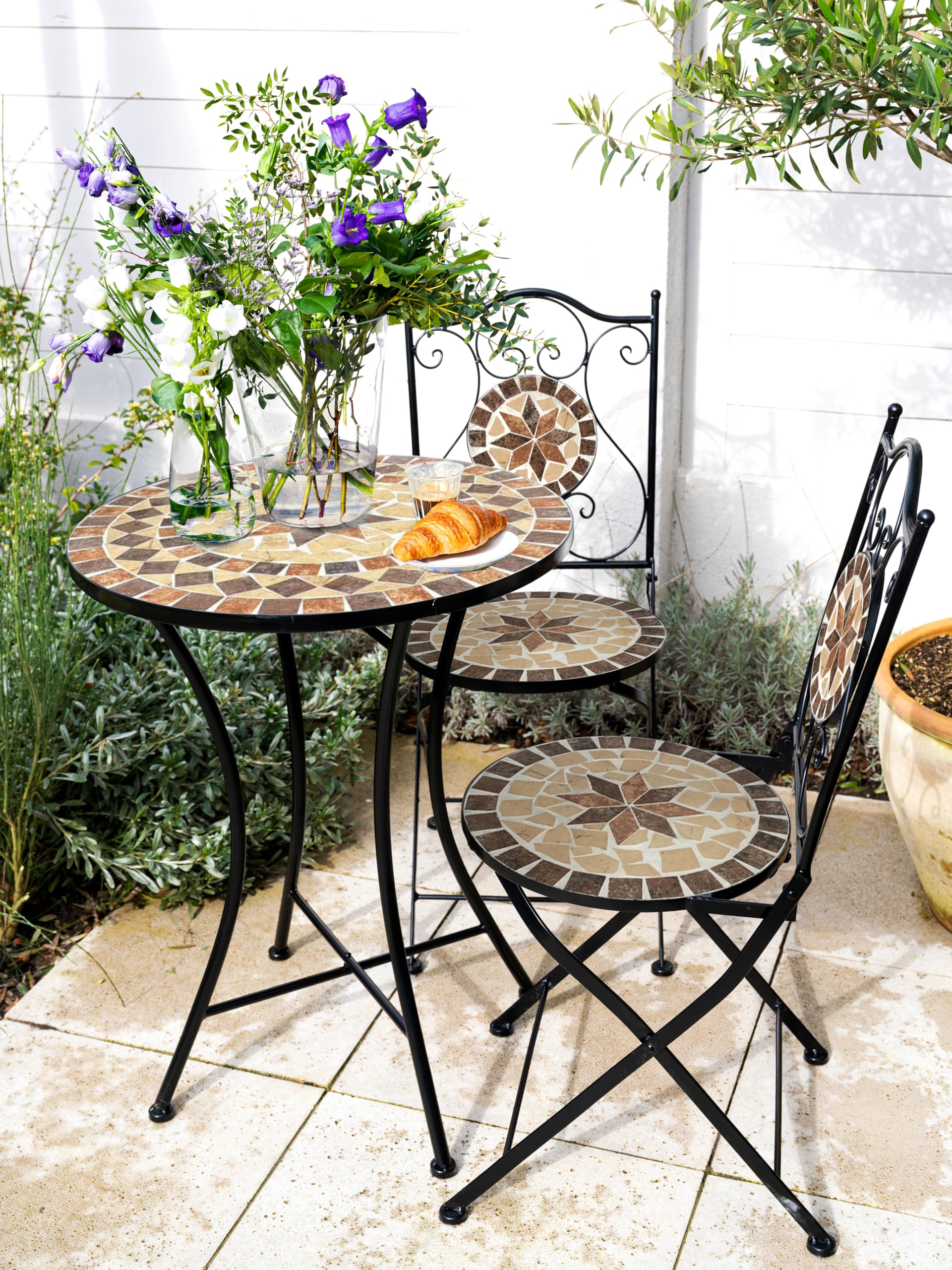 AXI Amélie Table Bistrot Mosaique Earth Brown 60 x 60 x 75 cm Table D'Appoint Extérieur Jardin