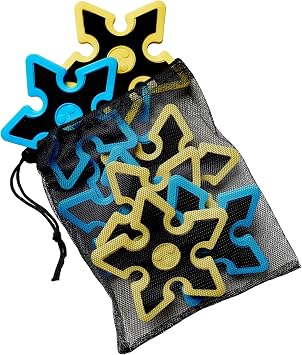 EastPoint Foam Throwing Stars - Pack of 8, Blue & Yellow - Safe Foam Design for Outdoor Games - Lightweight Precision for Axe Throwing Game - Complete Set for Backyard Fun