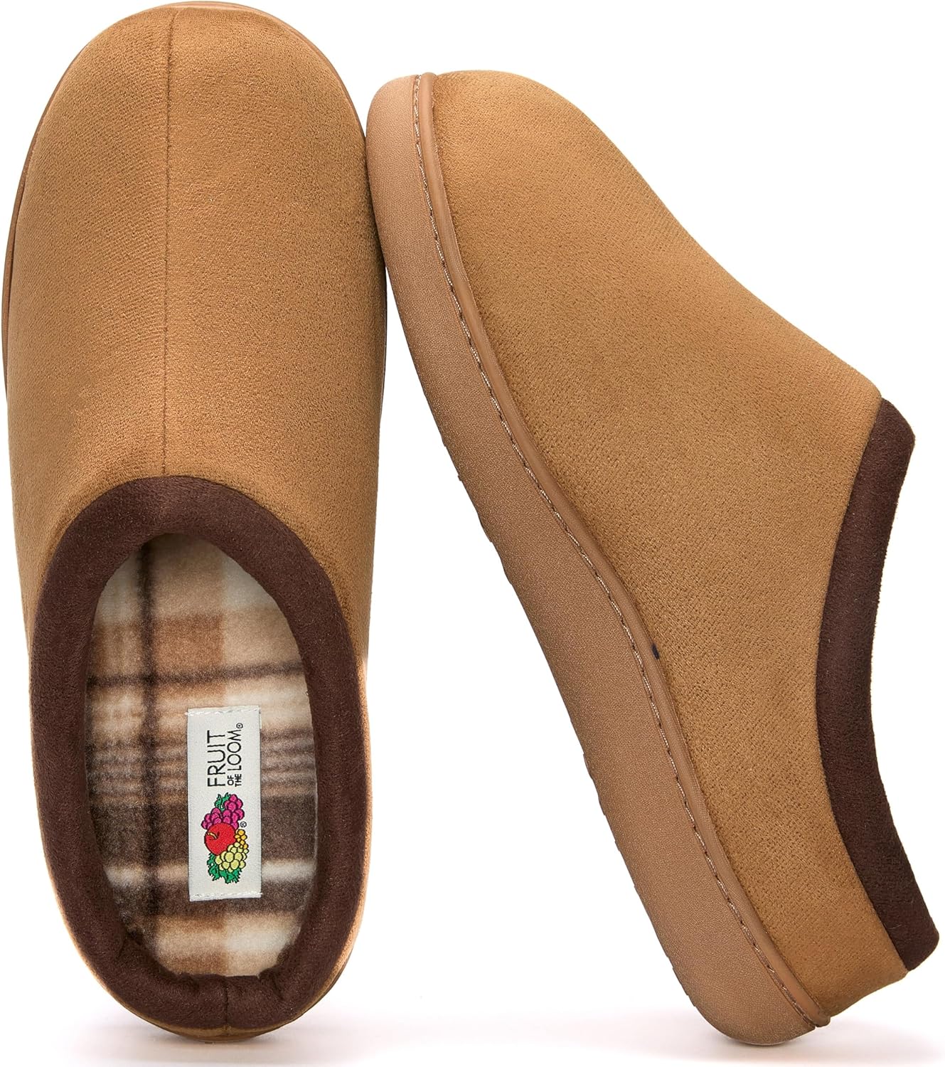 Fruit of the Loom Men's Memory Foam Slippers - Microsuede Clogs - Indoor/Outdoor, Machine Washable Zapatillas Cómodas