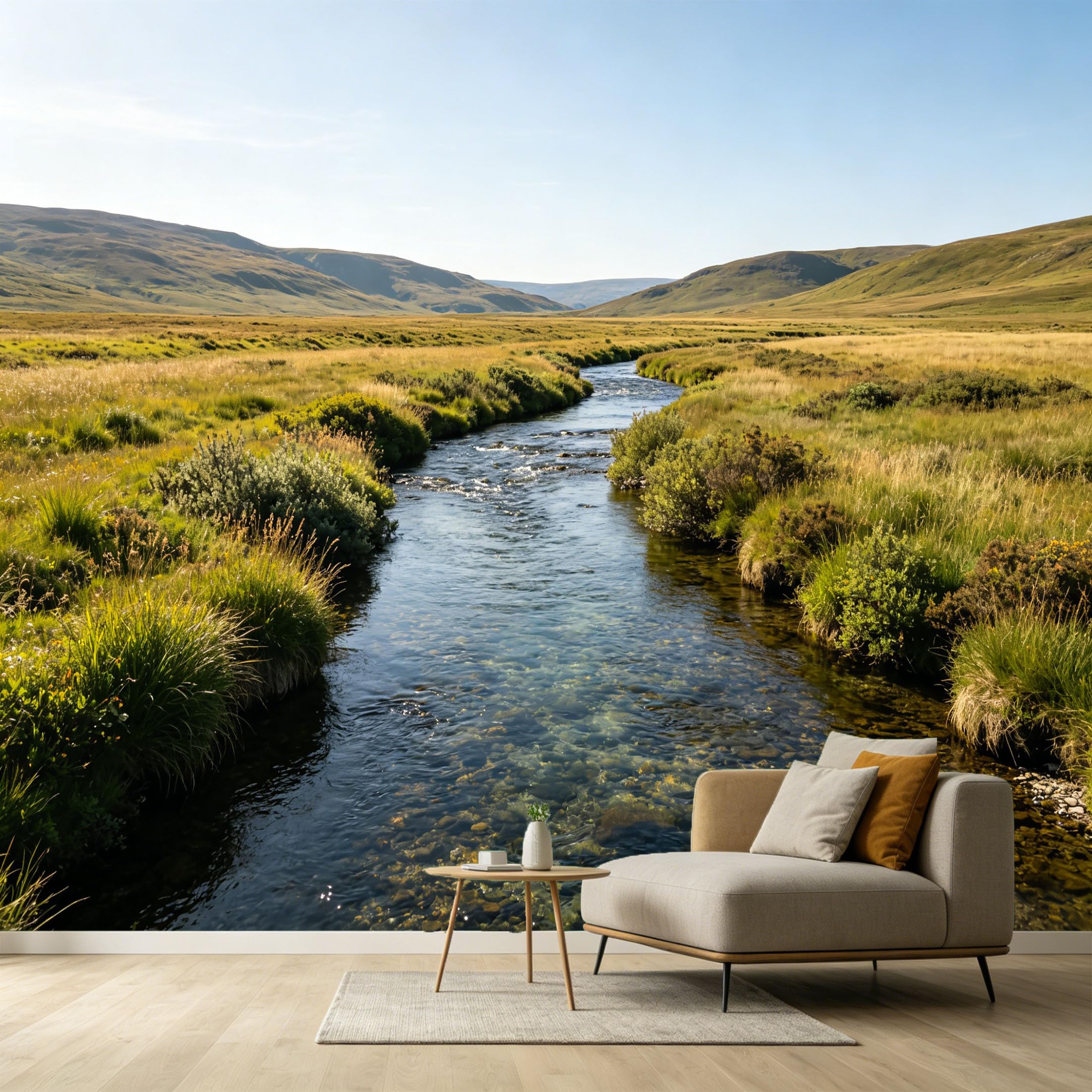 Custom Size Wall Murals Serene River Landscape Mountain Valley Nature Scenery SelfAdhesive Wall Fabric Removable Large Wallpaper for Photo Living Room