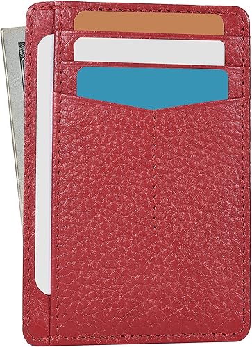 Miniatura 8 de Oak Leathers Cartera delgada de cuero real para hombres y mujeres, con bloqueo RFID, tarjetero de crédito, regalo para él y ella