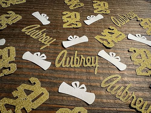 Miniatura 3 de Glitter Gold 2025 Graduation Party Confetti with Diploma Stacked Year