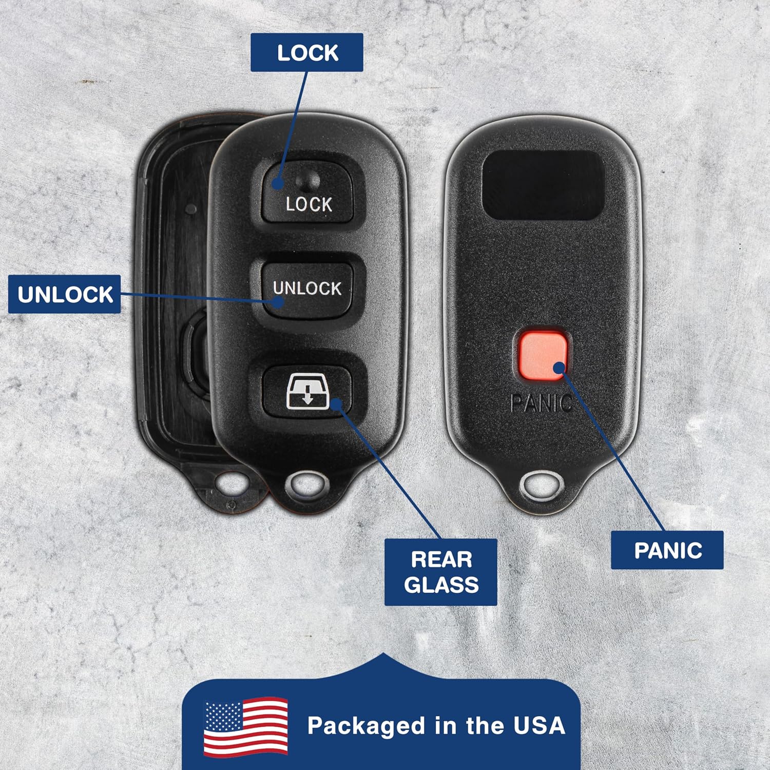 2X KeylessOption Key Fob Cover Case Replacement for 1999 2000 2001 2002 2003 2004 2005 2006 2007 2008 2009 Toyota Sequoia 4Runner Remote Shell, HYQ12BBX HYQ12BAN HYQ1512Y, No Programming Necessary