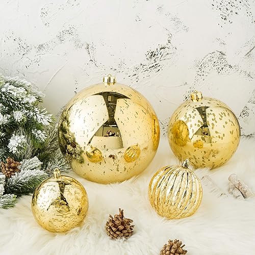 Miniatura 5 de Sunshine - 2 adornos de bolas de Navidad grandes y brillantes de 6 pulgadas, adornos gigantes para árbol de Navidad, decoraciones para vacaciones,