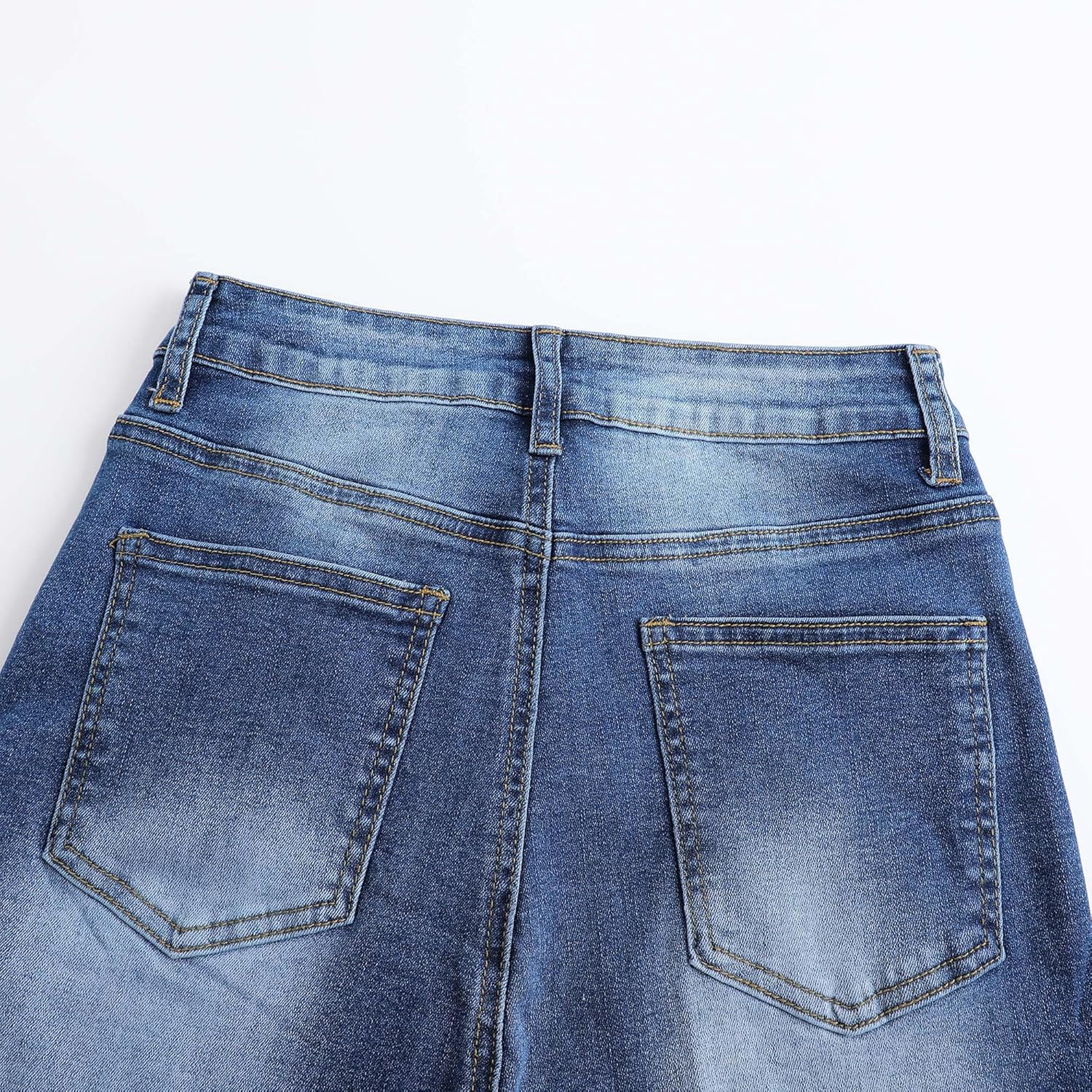 THUNDER STAR Womens High Waisted Wide Leg Jeans Stretchy Distressed Denim Pants - Image 5