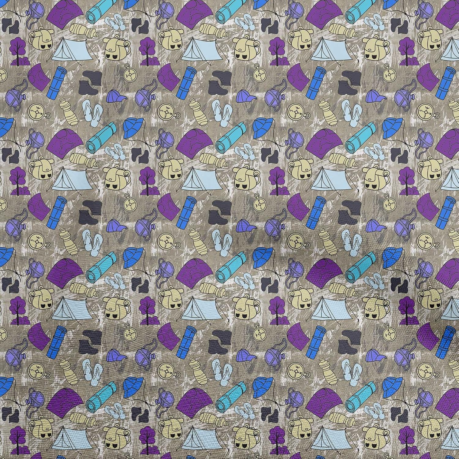 oneOone Cotton Cambric Brown Fabric Travel Fabric for Sewing Printed Craft Fabric by The Yard 42 Inch Wide