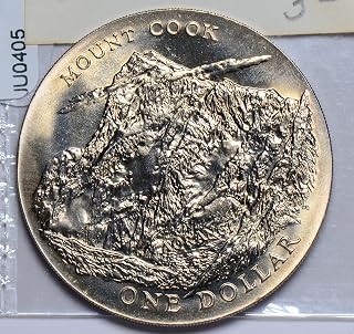 Collectible Coin JU0405 New Zealand 1970 Dollar moutain