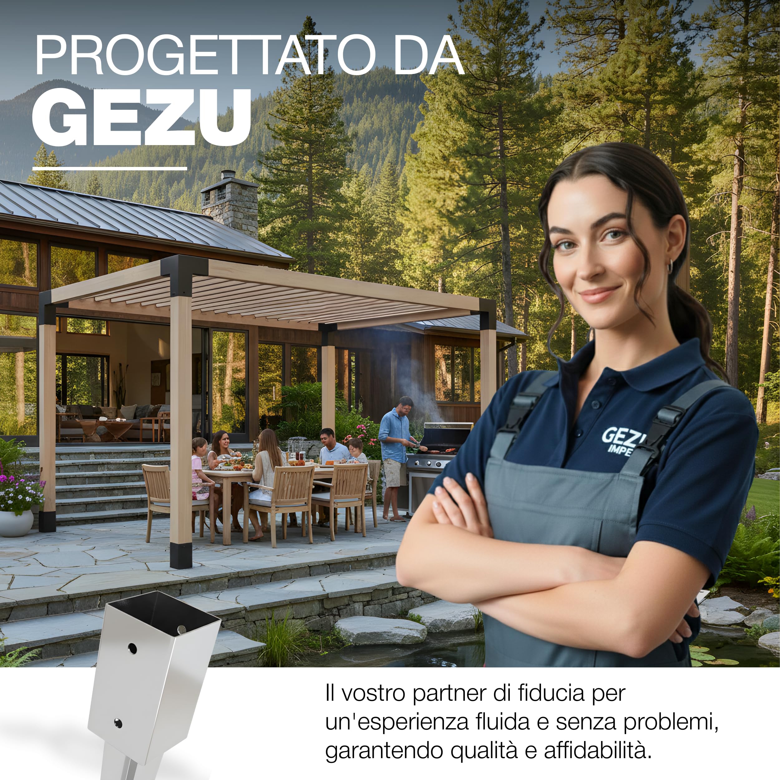 GeZu Impex Supporto per Palo 81 x 81 mm Set di 4 | Zincato a Caldo Ancoraggio per Recinzione con Punta da Cemento Supporto a Punta per Palo con Aletta Corta