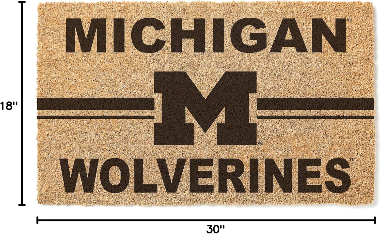 KH Sports Fan Michigan Wolverines Logo Team Coir Doormat, Multi,1063100330