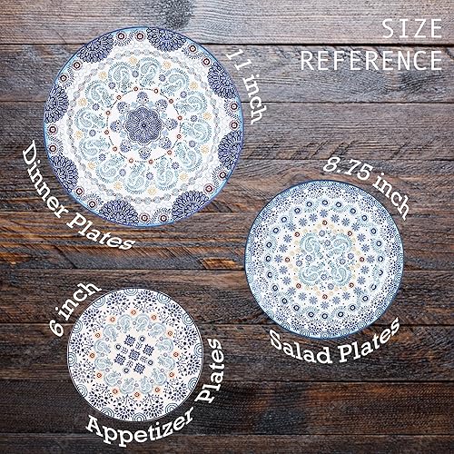 Miniatura 3 de Bico Blue Talavera - Juego de 6 platos pequeños de cerámica para postre de 6 pulgadas para aperitivos, ensalada, mesa, microondas y lavavajillas,