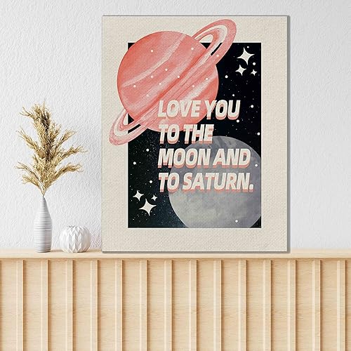 Miniatura 2 de KEUSPI Decoración de pared rosa con diseño de Saturno rosa para habitación, pintura para habitación, pintura para dormitorio, habitación de niñas,