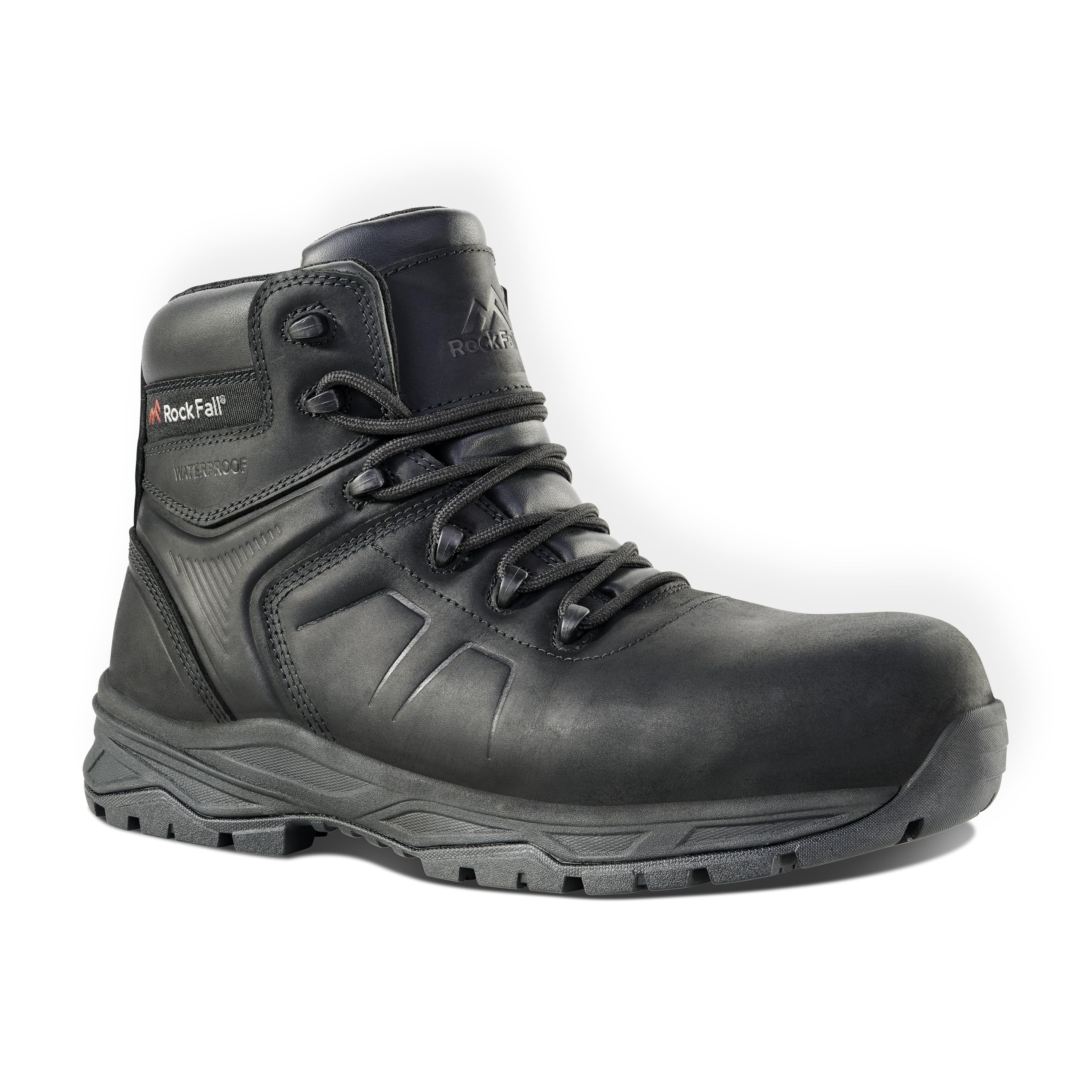 ROCK FALL Calgary Safety Boot FibreGlass Toe Cap Safety Boot Black, Waterproof Repellent and Heat Resistant, SRC Slip Rated Work UK 13