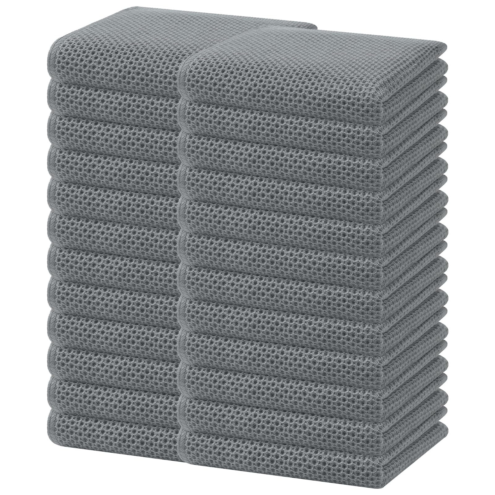 Homaxy 100% Cotton Waffle Weave Kitchen Dish Towels 24-Pack, Grey