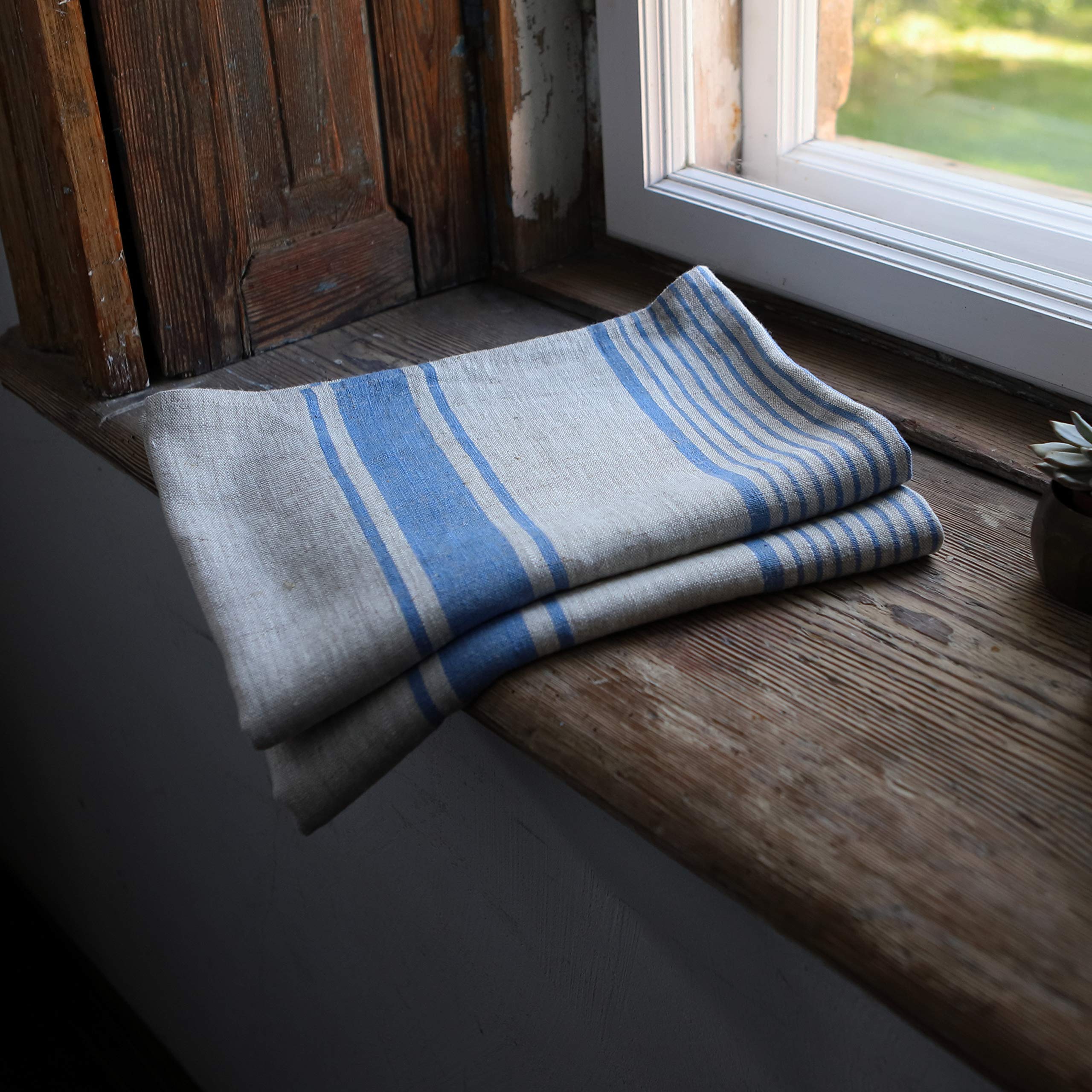 LinenMe Serviette de Bain, 100x145cm, en Lin, Collection Provence, Bleu