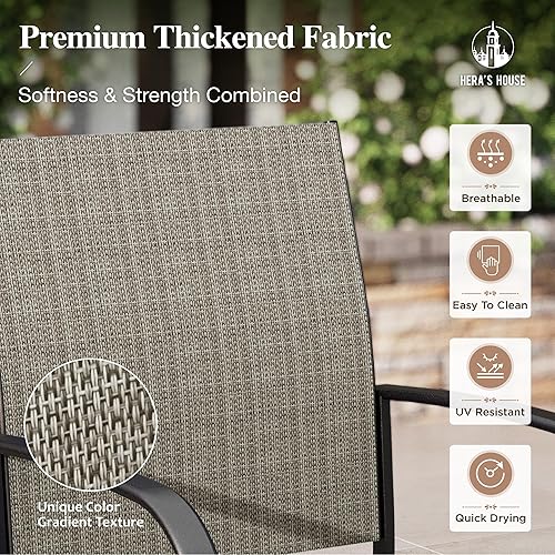 Miniatura 3 de HERA'S HOUSE Juego de comedor de patio de 5 piezas, juego de mesa y sillas al aire libre para 4, 4 sillas de comedor de textileno marrón, mesa de