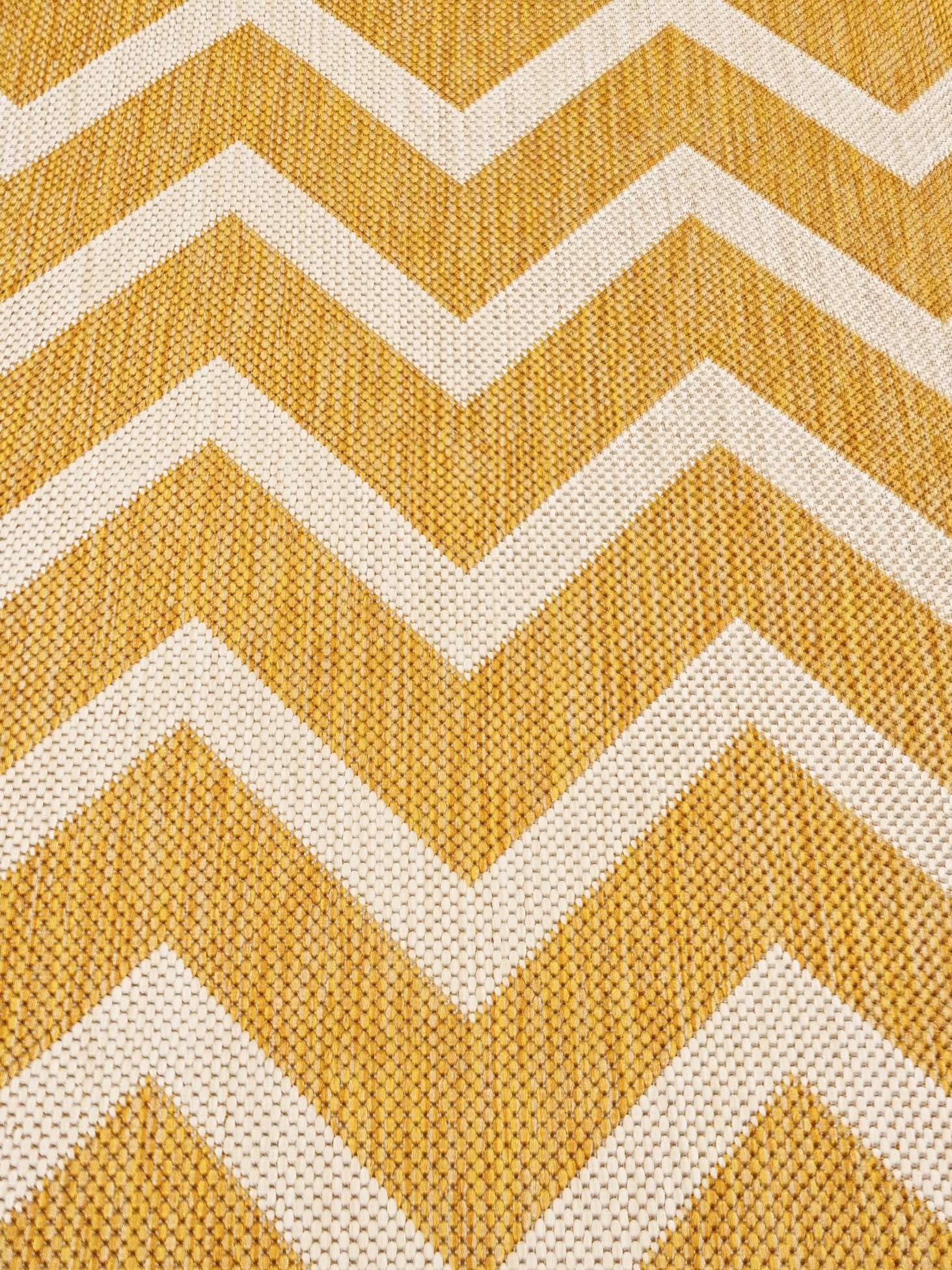 RugVista Capri In & Outdoor-Teppich, Rechteckig, 80 x 300 cm, Gelb | Moderne, Mittlerer Stapel, Nur Handwäsche, Oeko-Tex 100, UV-beständig, Küche, Diele, Patio