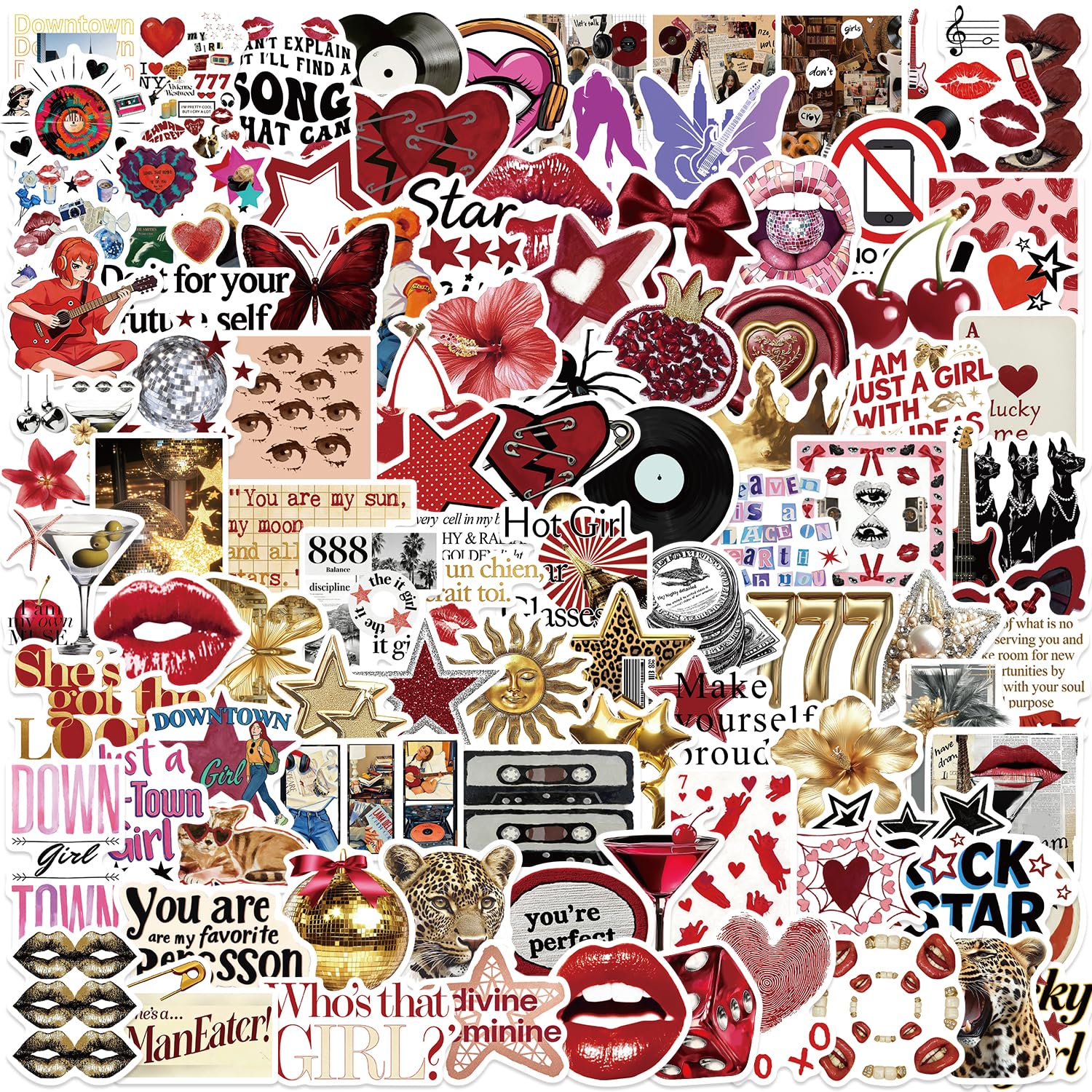 100PCS Y2K Stickers,Cool Girl Aesthetic Stcikers Decals,Waterproof Vinyl Stickers for Water Bottles Laptop Scrapbook