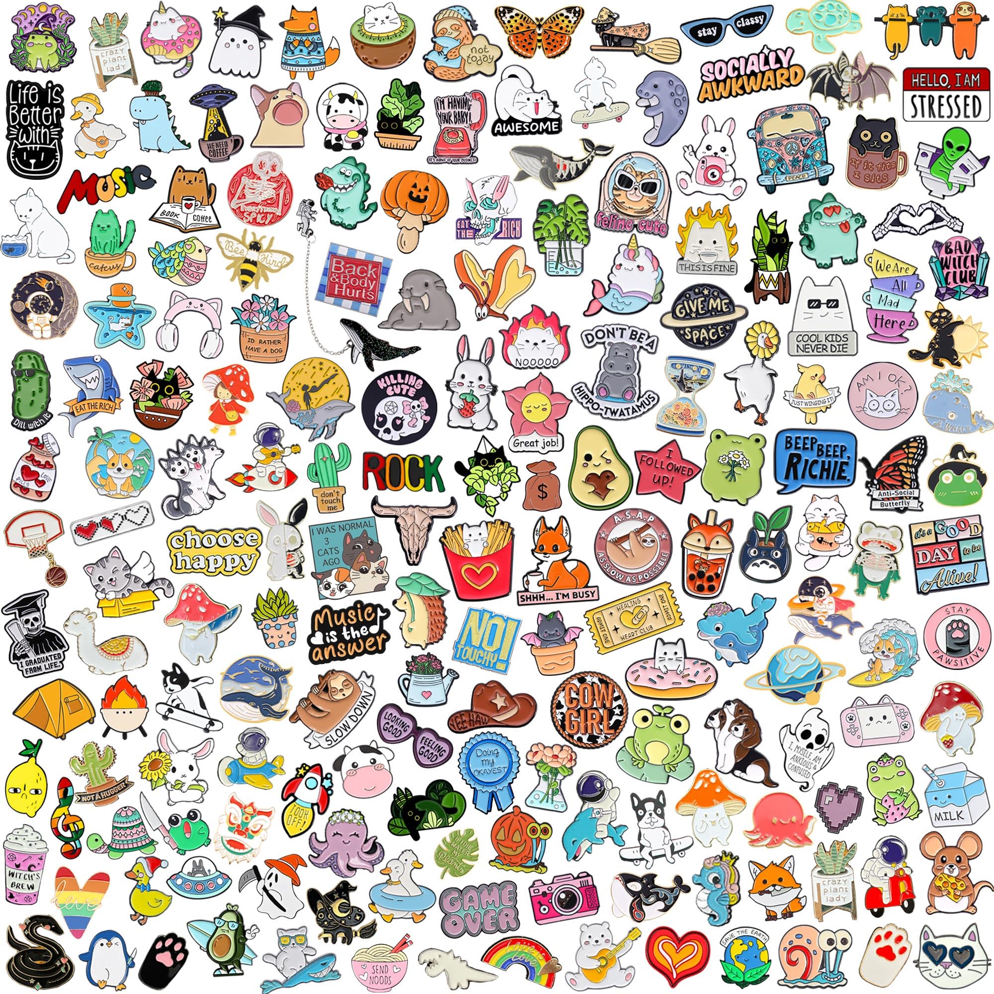 SINCCO20/40/50 Pcs Cute Enamel Backpack Pins, Funny Anime Enamel Lapel Pins Bulk Set Cool Brooch Button Pins Badge Aesthetic for Backpacks, Bag, Jacket, Kids, Girls, Festival Present (Random Style)