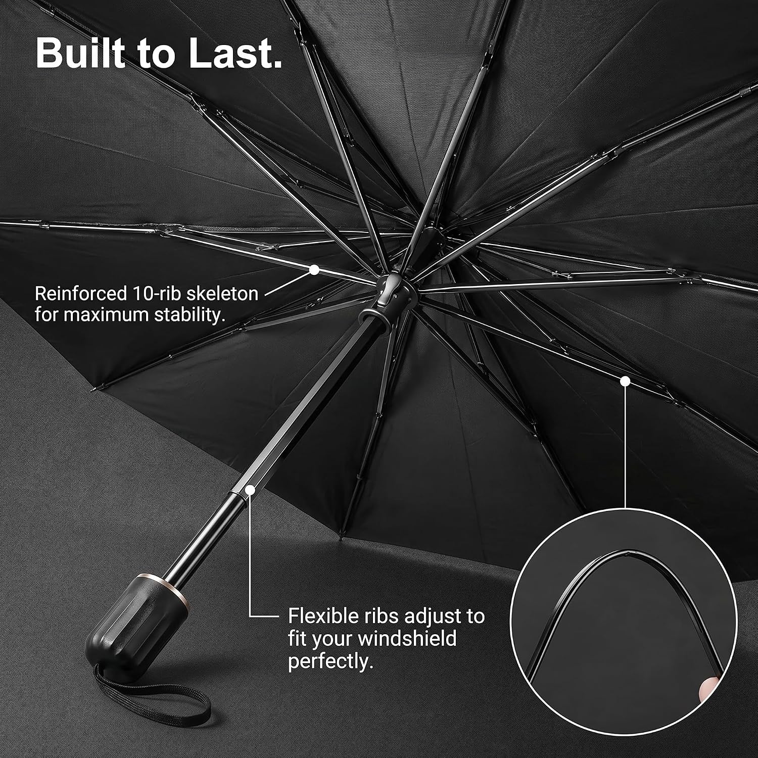 Upgraded Car Windshield Sun Shade Umbrella, Foldable Car Umbrella Sunshade, Sun Protection & Heat Insulation Windshield Sunshades, 90% UV Resistant Front Window Cover, for Most Vehicles (#01)