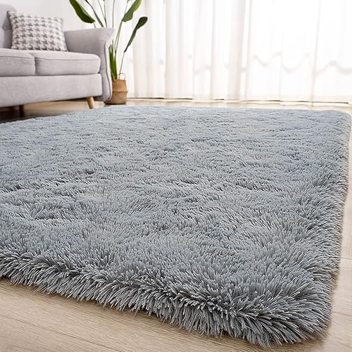 Miniatura 142 de Kelarea Alfombra de área para sala de estar, 3 x 5, antideslizante, color azul turquesa, esponjosa, suave, alfombra de felpa peluda para dormitorio