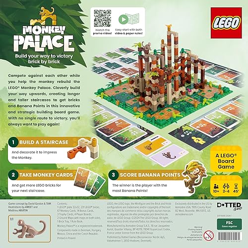 Miniatura 2 de Dotted Games Monkey Palace: Un Juego de Mesa de Lego - ¡Construye Tu Camino a la Victoria Ladrillo por Ladrillo! Divertido Juego Familiar de
