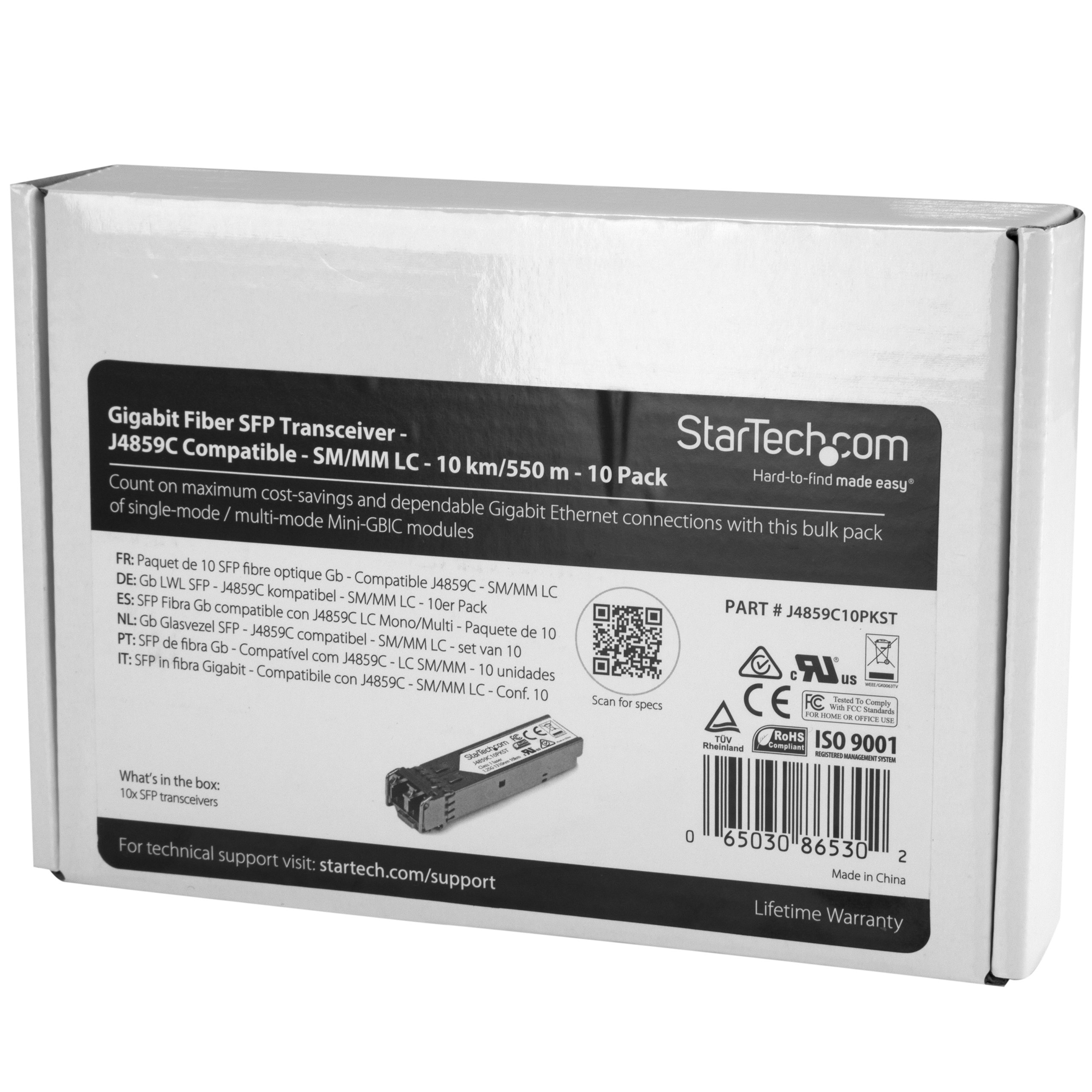 StarTech Paquet 10 Modules SFP HP J4859C, 1000BASE-LX, LC 10km | Monomode, MMF, HPE 1400 1700, Compatible, Fibre optique, Garantie à vie